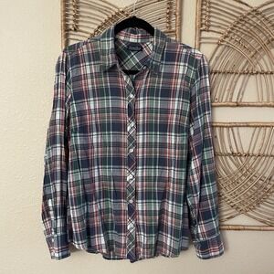 Lucky Brand Long Sleeve Plaid Shirt Farmcore Countrycore Western Preppy Sz M B5